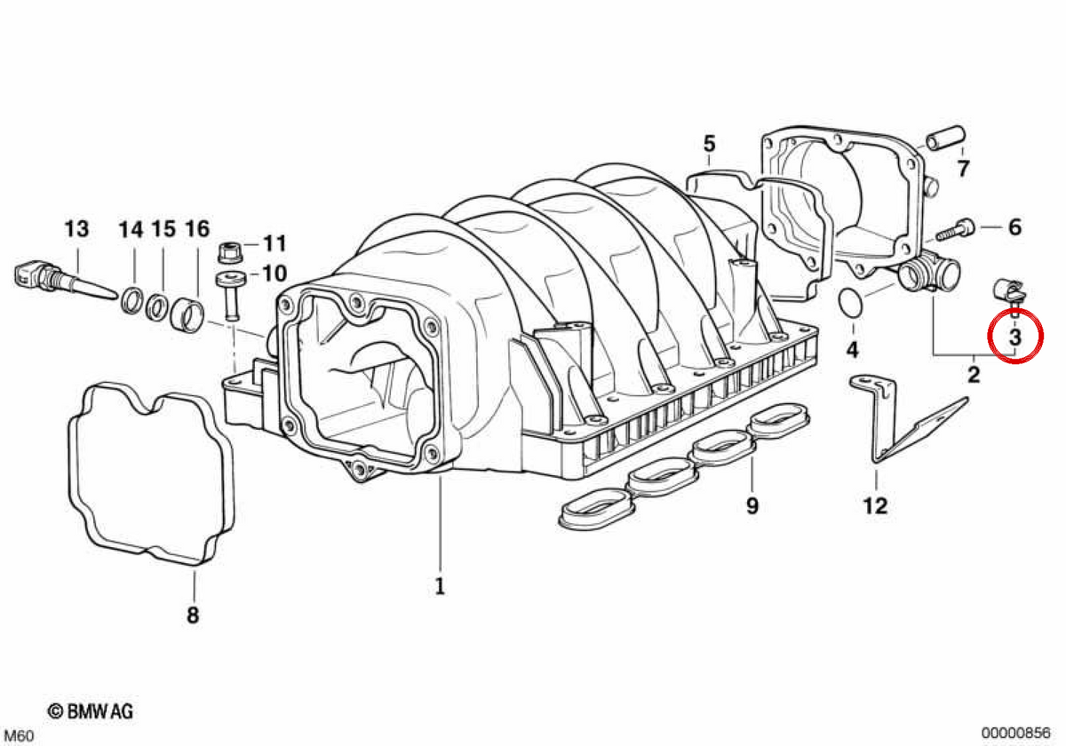 OEM Butterfly Ventilunterstützung 11611704805 für BMW E39, E38, E31, E53, E52. Original BMW.
