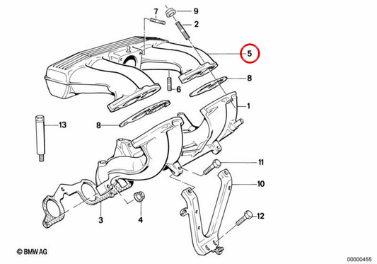 Oberer Eintrittsrohr OEM 11611709623 für BMW E30, E34. Original BMW.