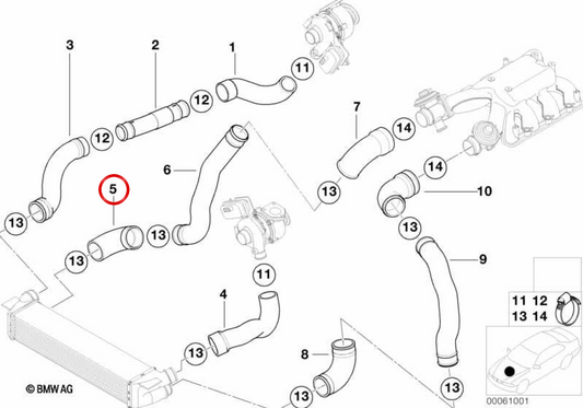 Druckrohr OEM 11612249270 für BMW E38. Original BMW.