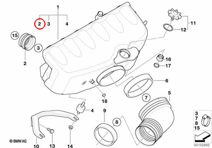 Tubo flessibile OEM 11612466477 per BMW Serie 3 E46 M3, M3 CSL e Z3 E36 Z3 M 3.2. BMW originale.