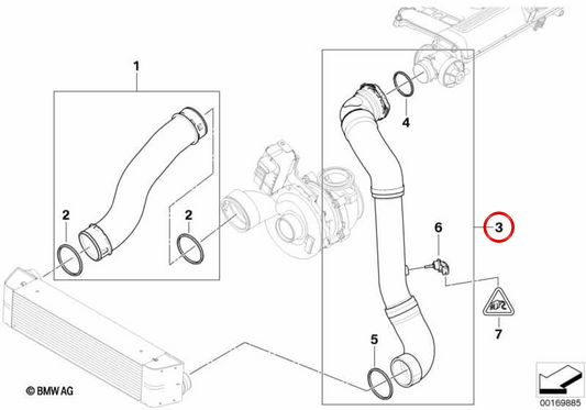 Pipe d'admission à l'air OEM 11613415784 pour BMW E83. BMW d'origine.