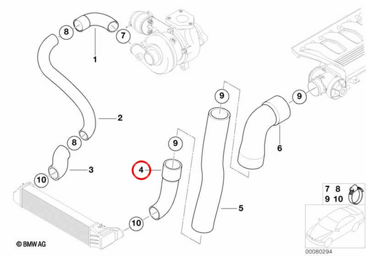 Tubo de pressão OEM 11617785396 para BMW E39. BMW genuíno.