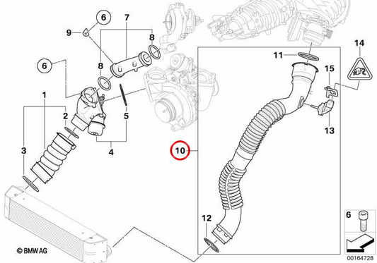 Tubo de admisión de aire OEM 11617797481 para BMW E81, E82, E87. Original BMW.