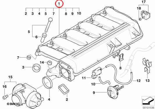 Conducto de admisión con control de válvulas OEM 11617800585 para BMW E90, E91, E92, E93, E60, E61, E63, E64, E83, E53, E70, E71. Original BMW.