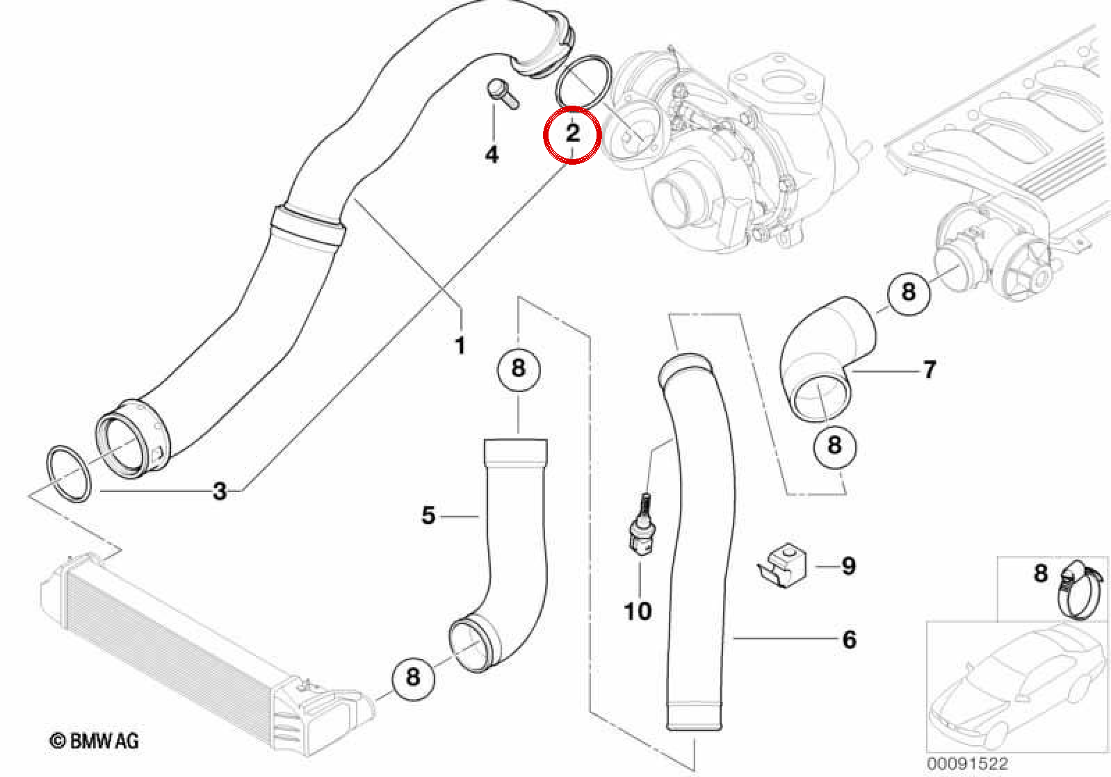 Junta pré-formada OEM 11617801206 para BMW {E87, E46, E90, E91, E60, E61, E83}. BMW genuíno