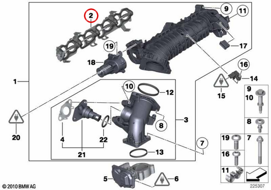 Soporte de junta OEM 11617812938 para BMW F20, F21, F22, E90, E91, E92, E93, F30, F31, F34, F32, F33, F36, F07, F10, F11, E84, F25, F15. BMW originale.