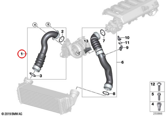 Duto de ar de carga para BMW E70, E71 (OEM 11617823961). BMW genuíno