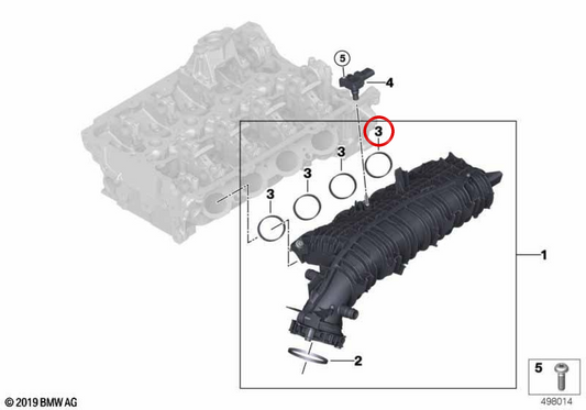 Junta del colector de admisión OEM 11618487500 para BMW G42, G20, G21, G28, G22, G23, G26, G30, G31, G38, G01, G08, G02. Original BMW.