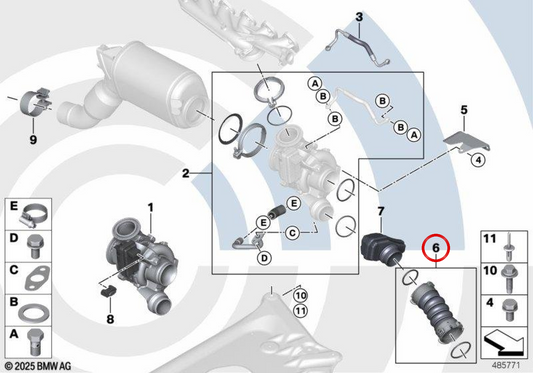 OEM admission air pipe 11618513451 for BMW F07, F10, F11, F01, F02. Original BMW.