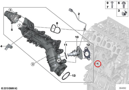 Eintrittsschlauch mit Schmetterlingskontrolle OEM 11618513653 für BMW F45, F46, F48, F39, Mini F55, F56, F57, F54, F60. Original BMW/Mini.