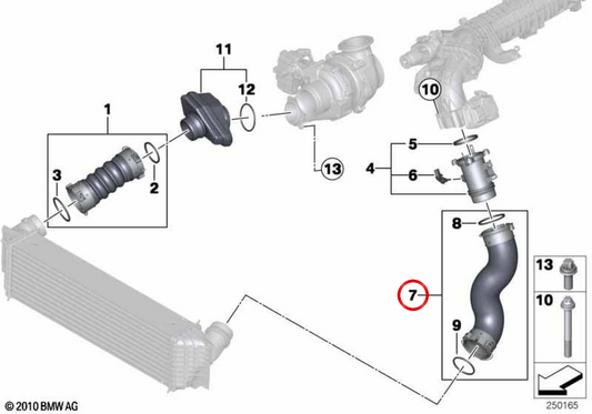 Pipe de cargaison OEM 11618571025 pour BMW G20, G21, G30, G31, G32, G11, G12, G14, G15, G16, G01, G05, G06, G07. BMW d'origine.