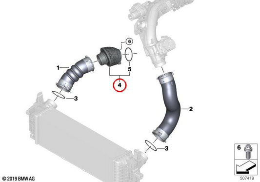Silenziatore di ammissione OEM 11618580069 per BMW G20, G21. BMW originale.
