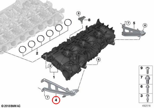 Support Front OEM 11618647980 pour BMW G42, G20, G21, G22, G23, G26, G30, G31, G32, G11, G12, G14, G15, G16, G01, G02, G05, G18, G06, G07, G29. BMW d'origine.