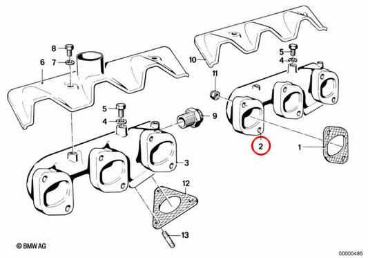 Collezionista di scarico anteriore OEM 11621259185 per BMW E12. BMW originale.