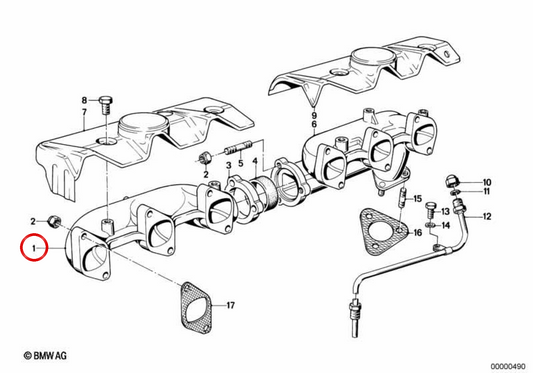 Collecteur d'échappement avant 11621260062 pour BMW E12, E24, E23. BMW d'origine.