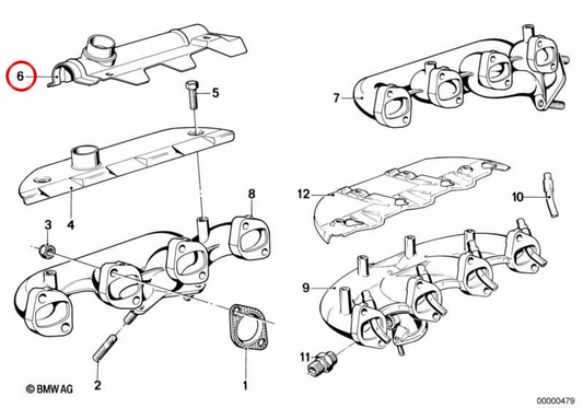 Collettore di scarico della protezione termica OEM 11621263875 per BMW E21, E12. BMW originale.