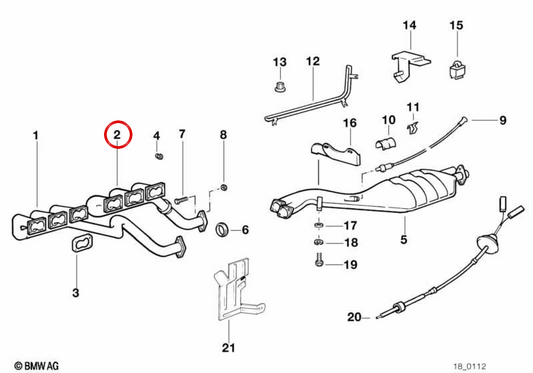 Abgaskrümmer mit Katalysator Zyl. 4-6 OEM 11621308367 für BMW 5er E28 M5 & 6er E24 635CSi / M635CSi. Original BMW.