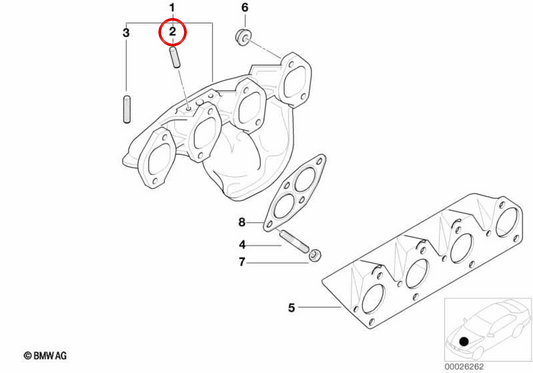Parafuso do coletor de escape OEM 11621437204 para BMW E36, E46, Z3. BMW genuíno.