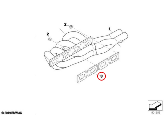 Junta de escape OEM 11622195308 para BMW E36, E46, E81, E87, E90, E91, E92, E93, F20, F21, F30, F31, F34, F32, F33, F36, X1 E84, Z3 E36, Z4 E85, Z4 E86. BMW genuíno.