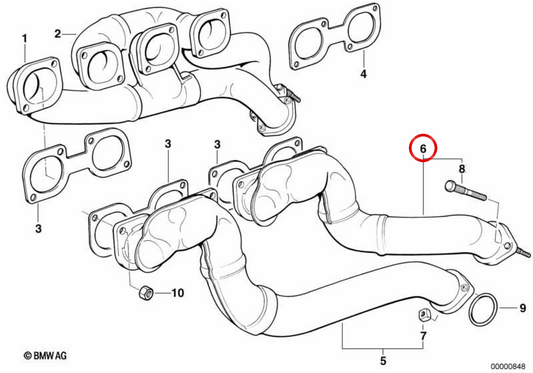OEM Escape Collector 11627832972 per BMW E39, E38, E52. BMW originale.