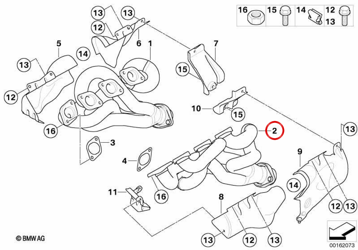 OEM Escape Collector 11627842224 per BMW E90, E92, E93. BMW originale.