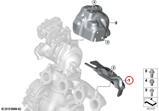 Collecteur d'échappement thermique OEM 11628589059 pour BMW F20, F21, F22, F23, F30, F31, F34, F32, F33, F36, G30, G31, G11, G12, G01, G02, F15. BMW d'origine.