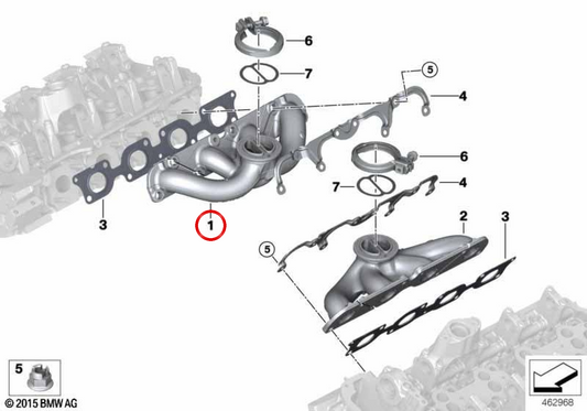 OEM Escape Collector 11628681196 für BMW G30, G31, G11, G12, G14, G15, G16, G05, G06, G07. Original BMW.