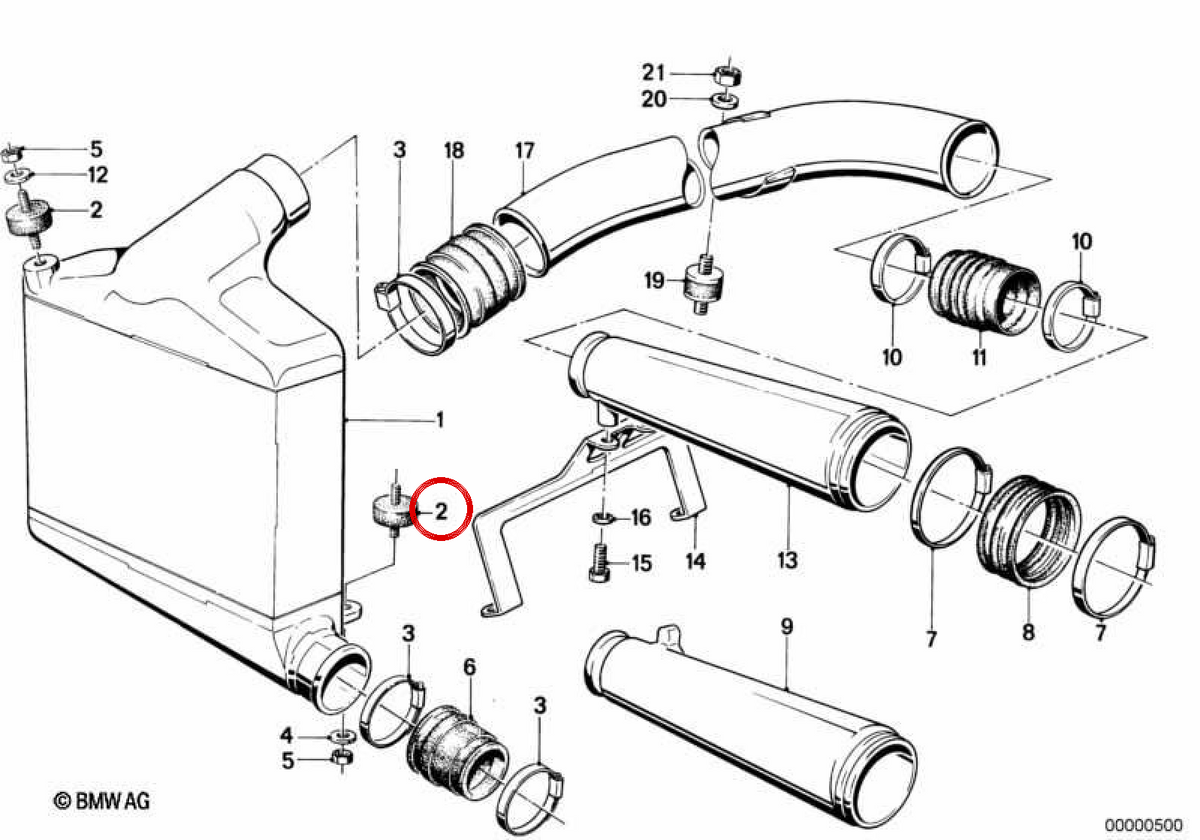 Supporto gengivale OEM 11651267085 per BMW E28, E23. BMW originale.