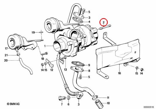 Espárrago colector de escape OEM 11651284193 para BMW E30, E28, E34. Original BMW.