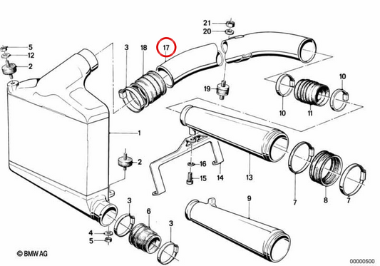 Duto de ar OEM 11651284315 para BMW E23. BMW genuíno.