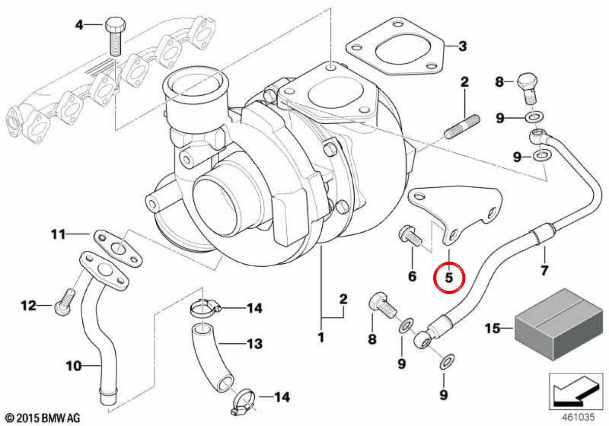 OEM Escape Support 11652248056 per BMW E46, E39, E60, E61, E38, E65, E83, E53. BMW originale.