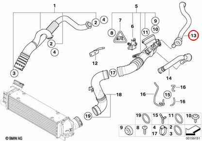OEM Air Recirculationsrohr 11657556556 für BMW E82, E88, E90, E91, E92, E93. Original BMW.