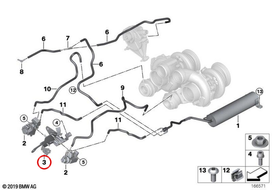 Suporte OEM 11657572081 para BMW F07, F10, F11, F06, F12, F13, F01, F02, F04, E70, F15, E71, E72, F16. BMW genuíno. Peça do sistema de controle de vácuo turbo.