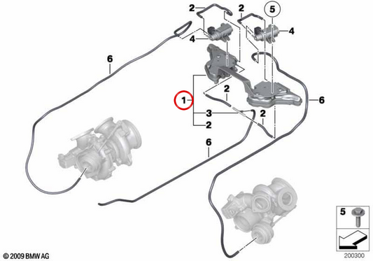 Depósito de vacío con soporte OEM 11657585079 para BMW F01, F02. Original BMW.