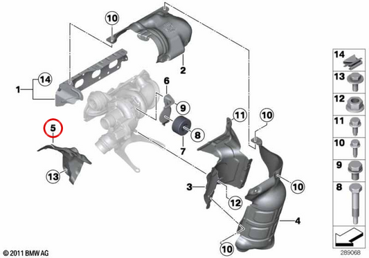 Generator Heat Shield for BMW F20, F21, F30, F31, F35 (OEM 11657606651). Original BMW