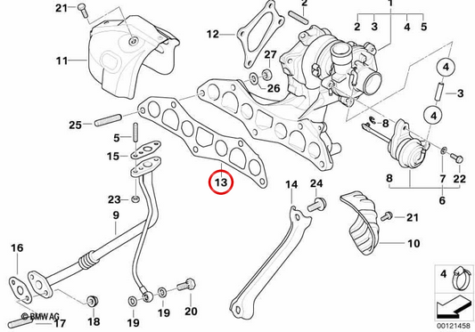 Intake manifold gasket OEM 11657791076 for MINI R50 One D (03/2003 - 07/2006). Original MINI.