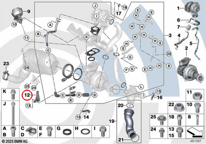 Supporto di rinforzo OEM 11657807527 per BMW E90, E91, E92, E60, E61, E63, E64, E83, E70, E71. BMW originale.