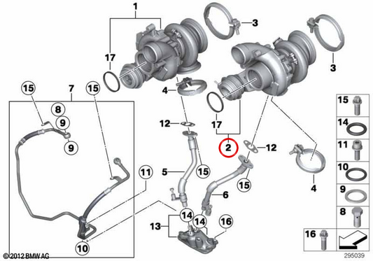 Turbocompressor OEM 11657887119 for BMW F10, F06, F12, F13, F85, F86. Original BMW.