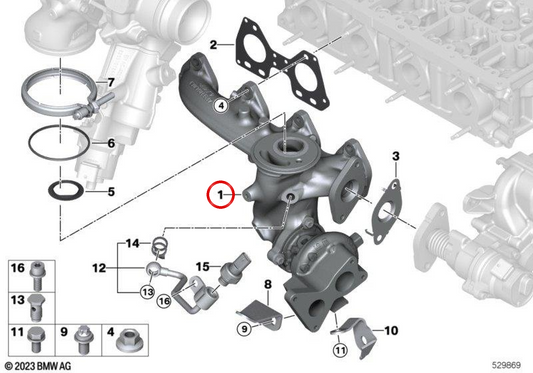 Turbocompressor (Turbo) OEM 11658471062 für BMW G60, G61, G45. Original BMW Stück.