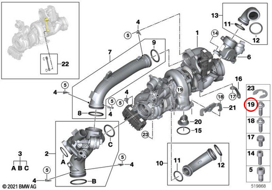 OEM screw 11658473762 for BMW G30, G31, G11, G12, G05, G06, G07. Original BMW.
