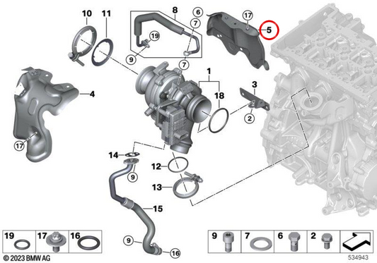 Chapa calorífuga turbocompresor OEM 11658579396 para MINI F56, F55, Clubman F54, Countryman F60... y más. Original MINI.