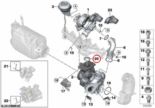 Valve de commande OEM 11658592308 pour BMW G30, G31, G32, G11, G12, G14, G15, G16, G01, G02. BMW d'origine.