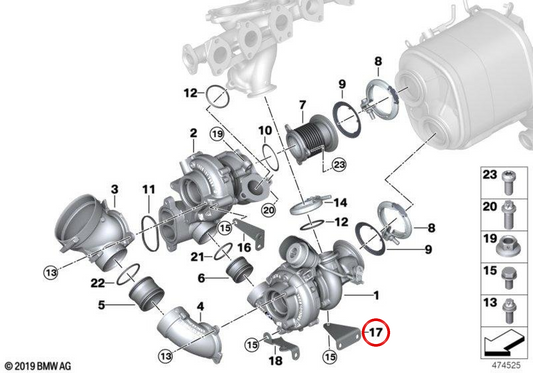 Soporte de refuerzo OEM 11658595478 para BMW G30, G31, G11, G12, G05, G06, G07. Original BMW.