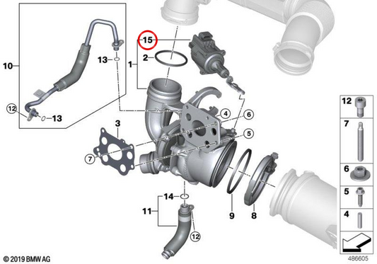 Juego regulador de válvula Wastegate OEM 11658687477 para MINI F56, F55, F54, F57, F60 y más. Original MINI.