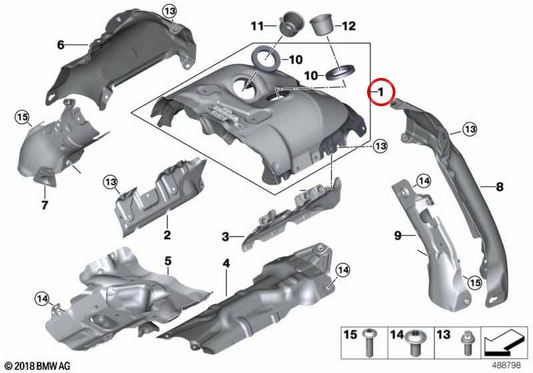 OEM Turbo Turbo Protector 11659897159 per BMW G11, G12, G14, G15, G16, G05, G06, G07. BMW originale.