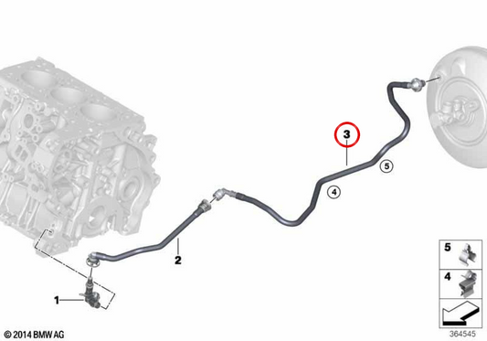 Vakuumrohr mit Antiretorventil OEM 11667601031 für BMW F20, F21, F22, F23, F87, F30, F31, F34, F32, F33, F36. Original BMW.