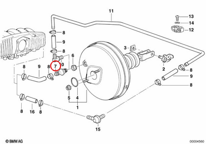 Angular Anti -Reore -Ventil für BMW 3 E46, X5 E53 (OEM 11667609925). Original BMW