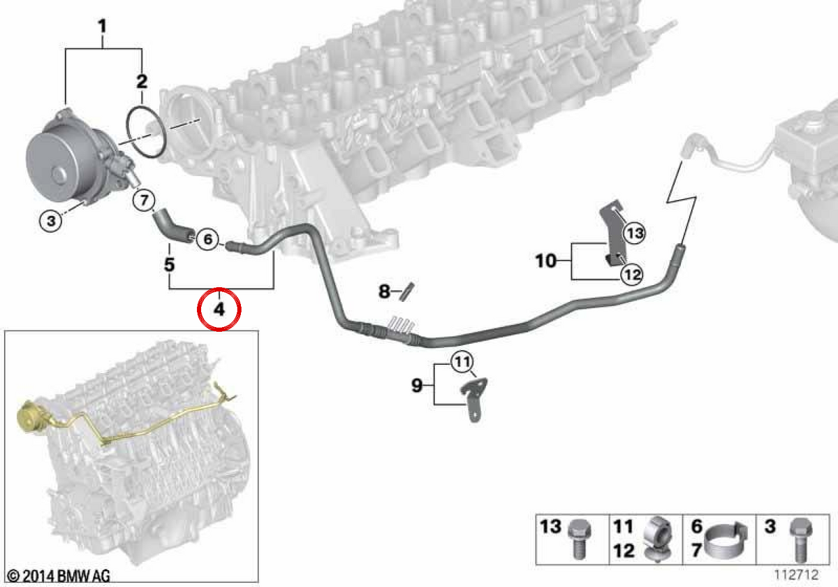 Leeres Rohr OEM 11667798312 für BMW E46, E90, E91, E92, E93, E60, E61, E63, E64, E65, E66, E83, E53, E70, E71. Original BMW.