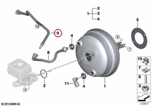 Tubo de vacío OEM 11668632038 para BMW F15, F16. Original BMW.