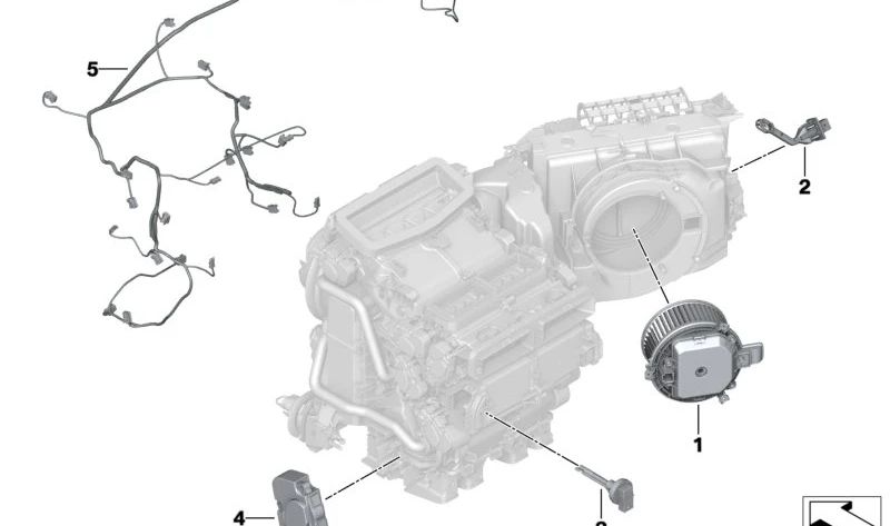 Ventilador de climatización OEM 64115A16527 para BMW i20 (M60, iX xDrive, xDrive) modelos desde 2021 hasta 2025. Original BMW.